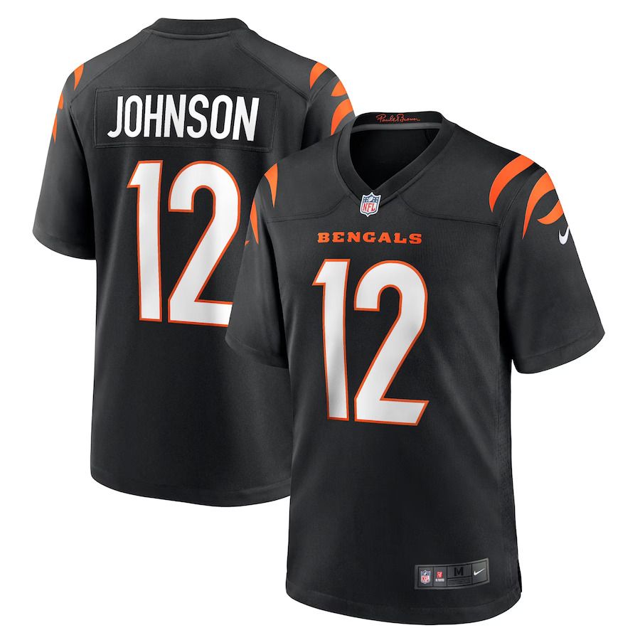 Men Cincinnati Bengals #12 Tyron Johnson Nike Black Home Game Player NFL Jersey